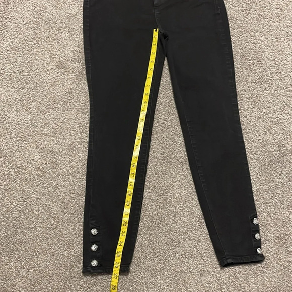 Talbots Black Denim Jegging Rhinestone Ankle Buttons 4 - Picture 7 of 13